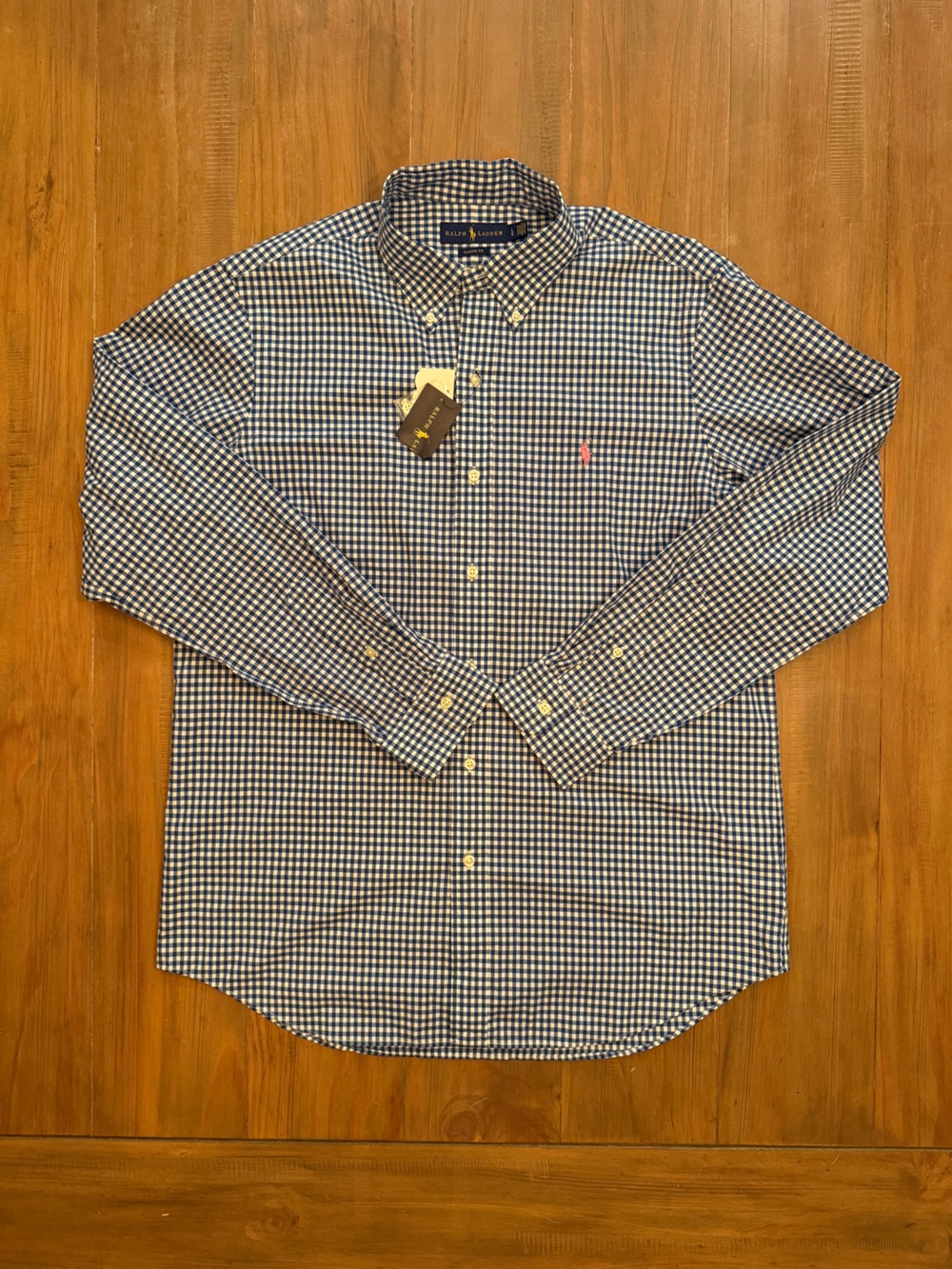 Ralph Lauren Navy and White Gingham Button-Down Shirt